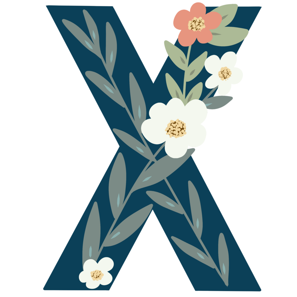 Floral Alphabet letter X png