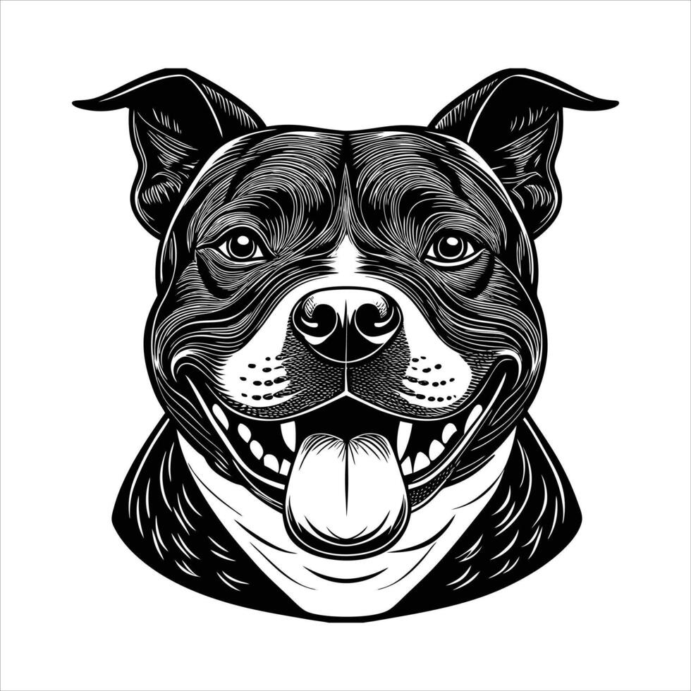 American bully Face, Silhouettes Dog vector