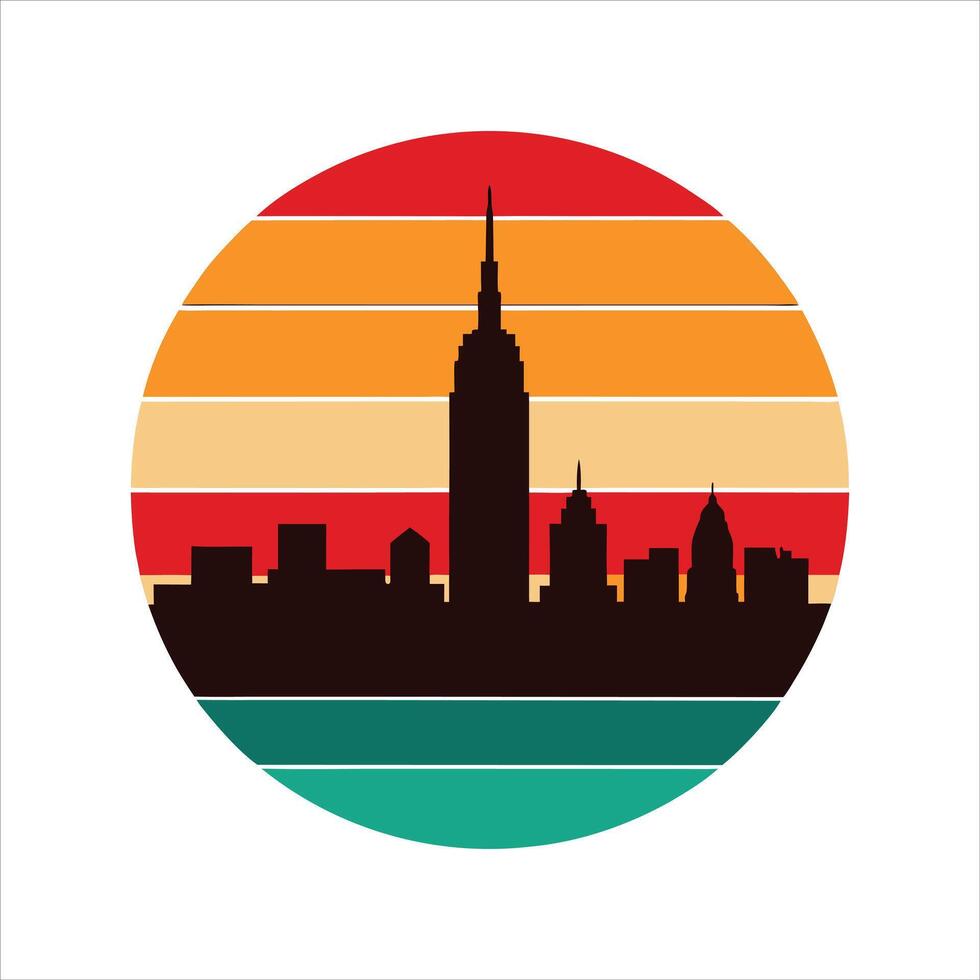 Empire state building at sunset vector