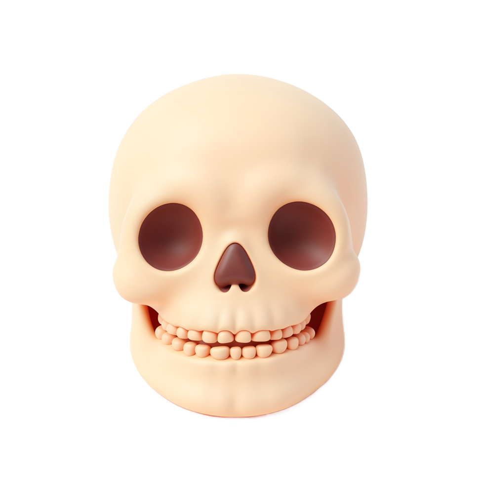 Cartoon Skull Model 3D Render Illustration png