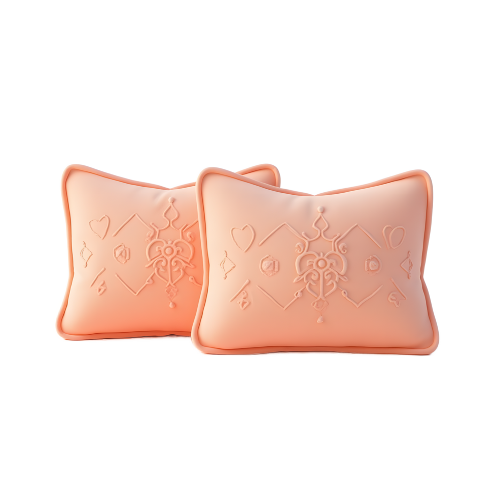 Peach Decorative Pillows with Embroidered Design png