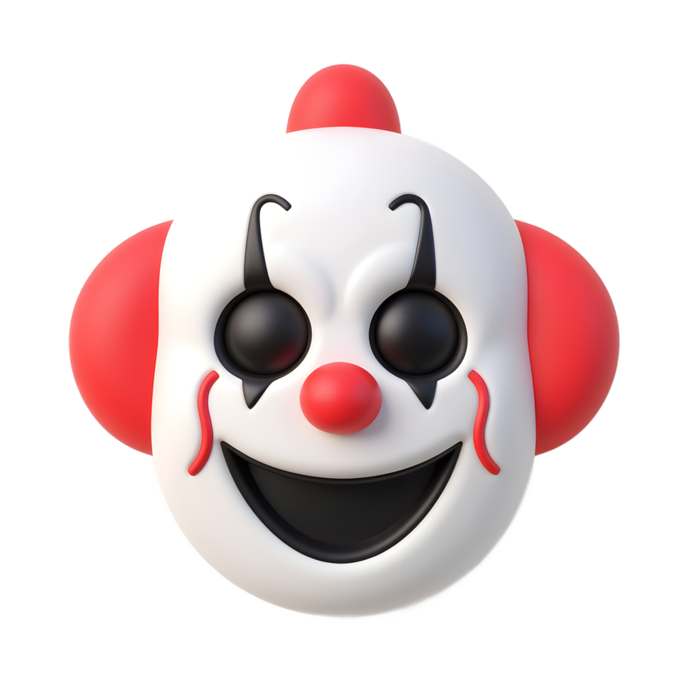 Happy Clown Face 3D Render Halloween Emoji png