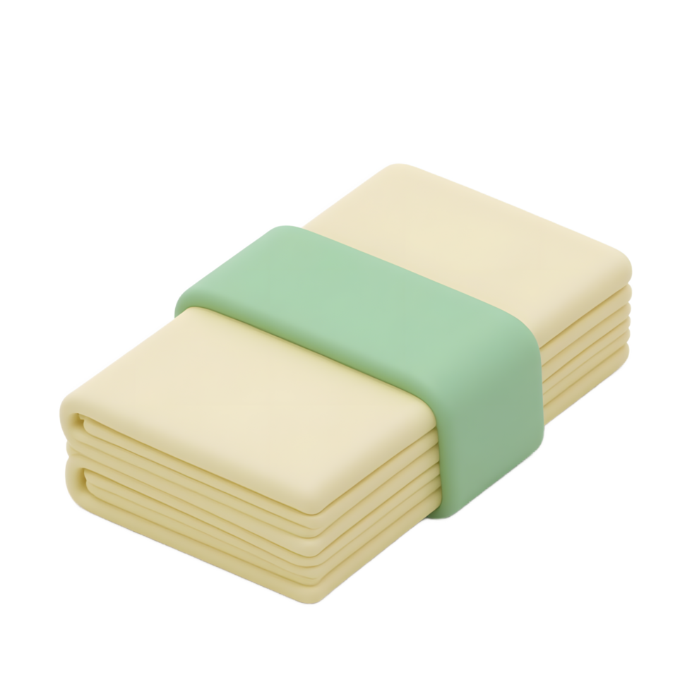 Stack of Fabric Layers with Mint Green Band 3D Render png