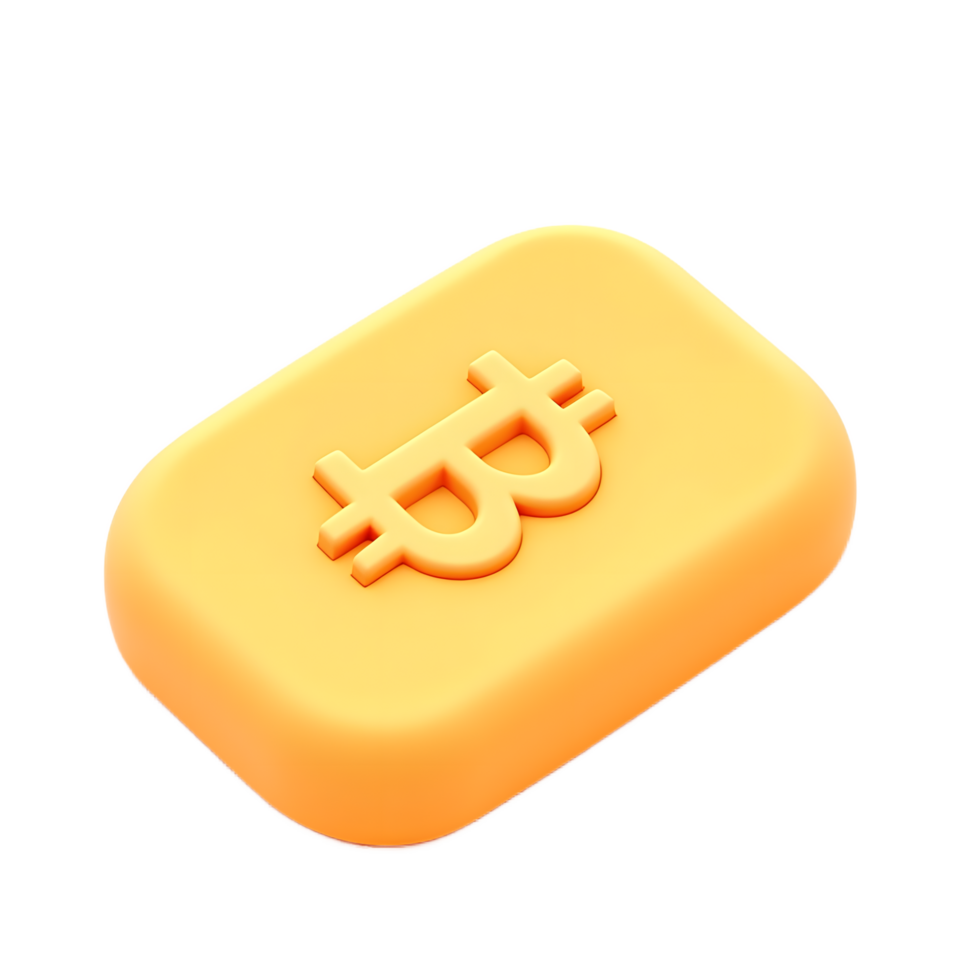 3D Bitcoin Button Render Yellow Cryptocurrency Icon png