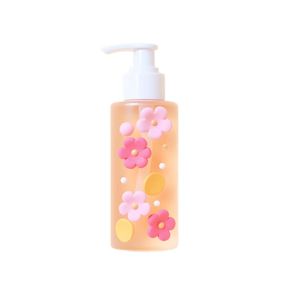Floral Pump Bottle Liquid Soap Adorable Design png