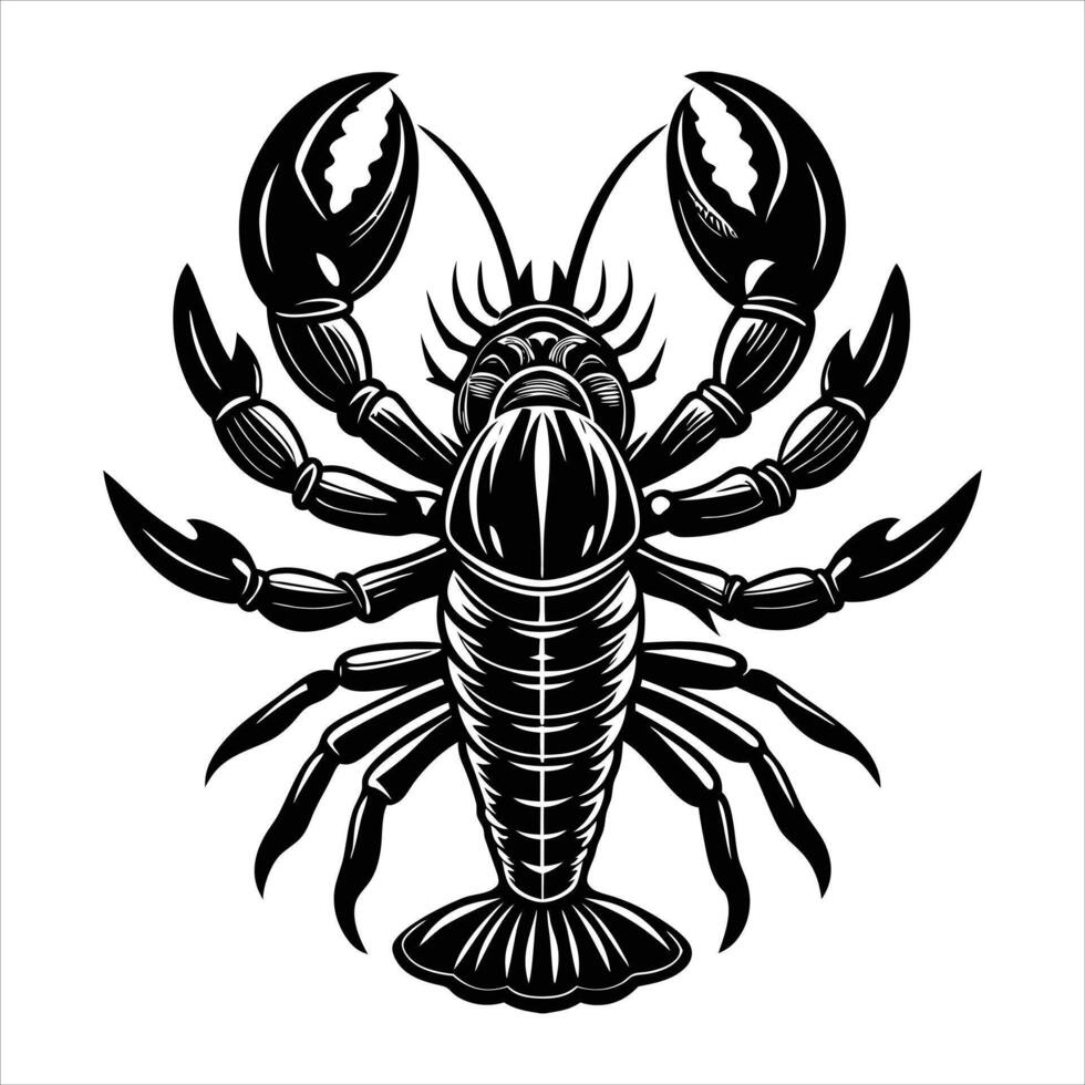 Silhouette lobster black vector