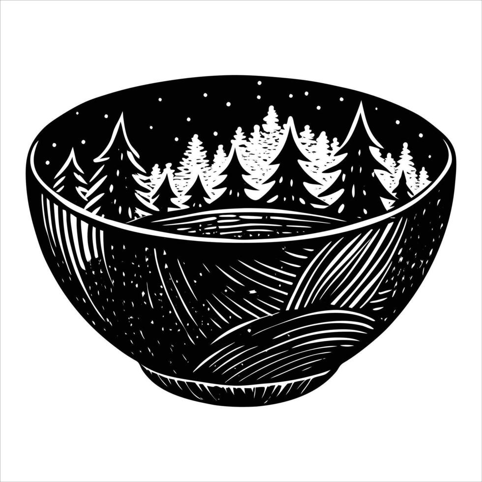 Rustic Wooden Bowl vector