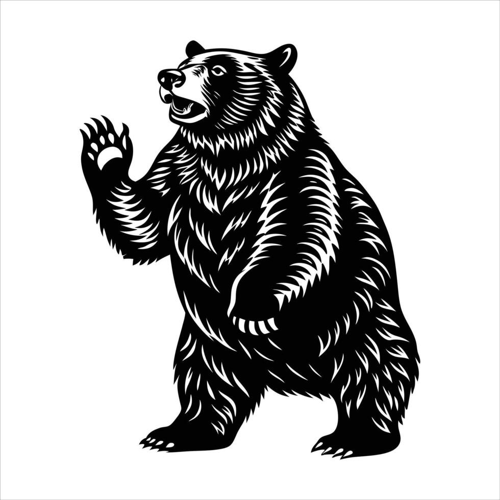 Bear standing silhouette vector