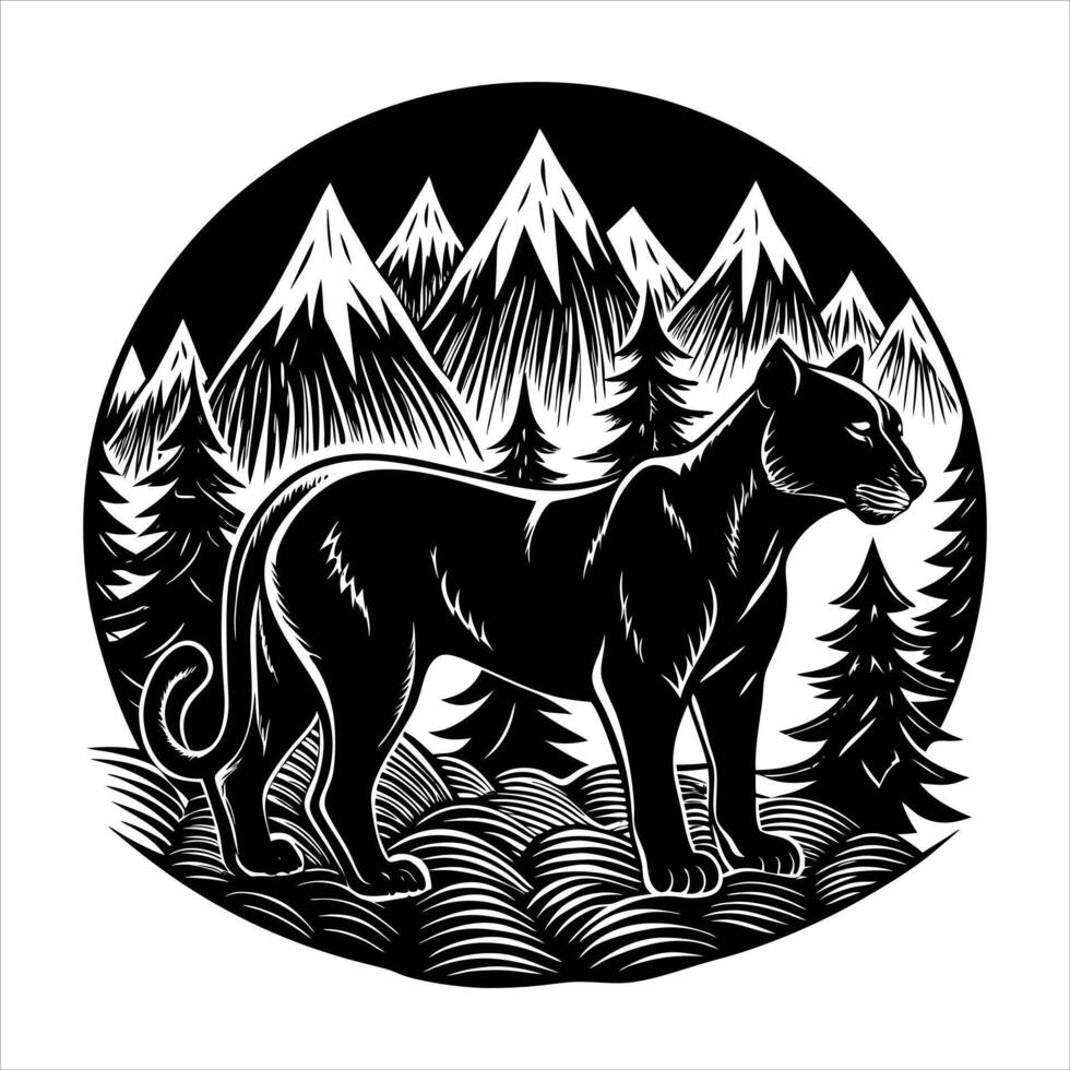 Mystical Leopard Silhouette vector