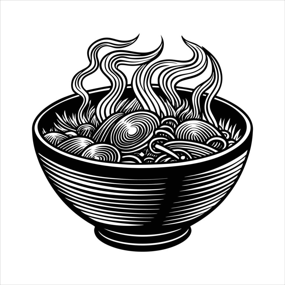 Steaming Bowl Ramen vector