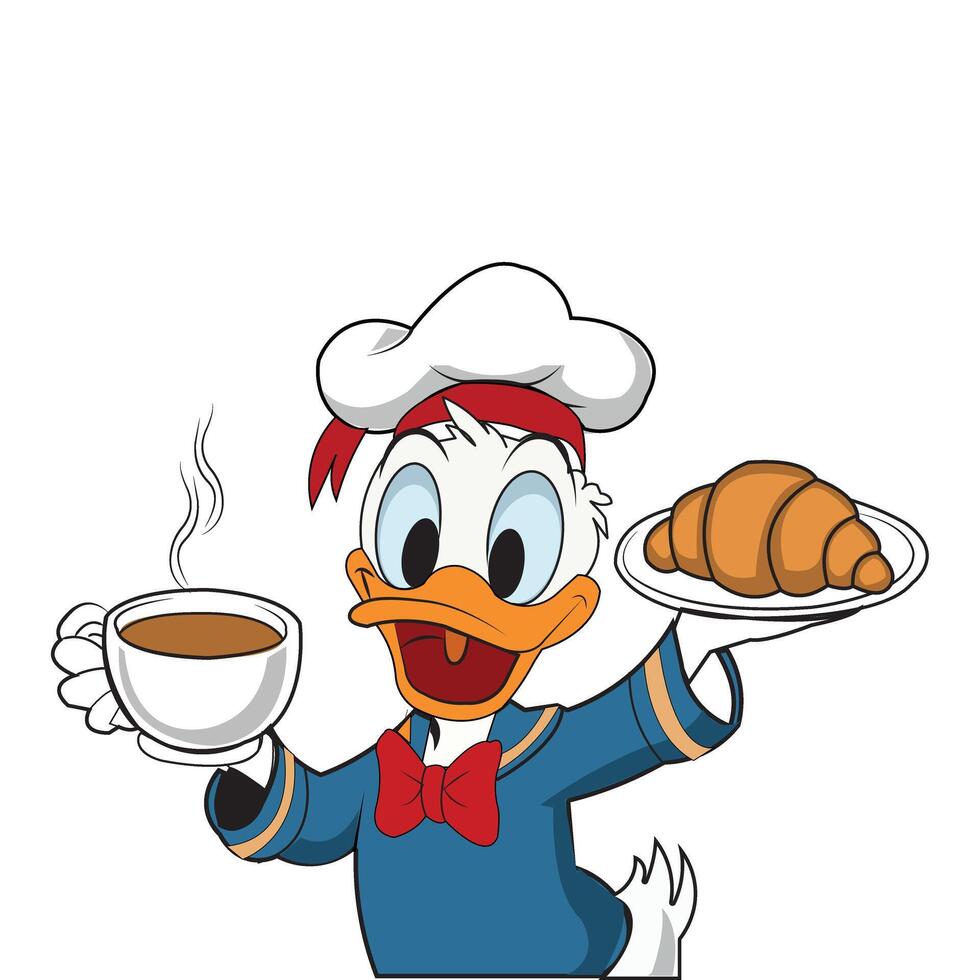 A colorful cute duck chef illustration vector