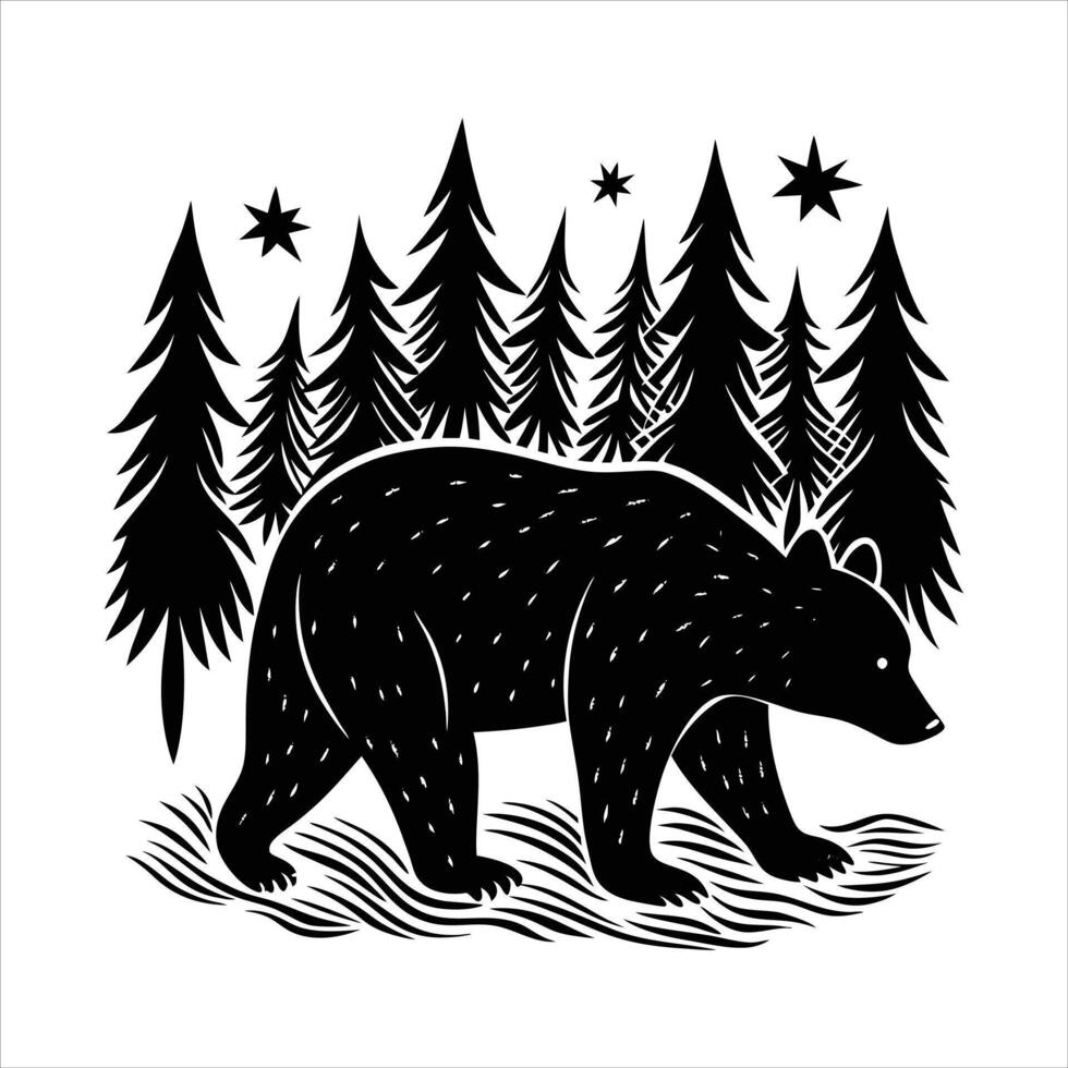 various bear silhouette vector