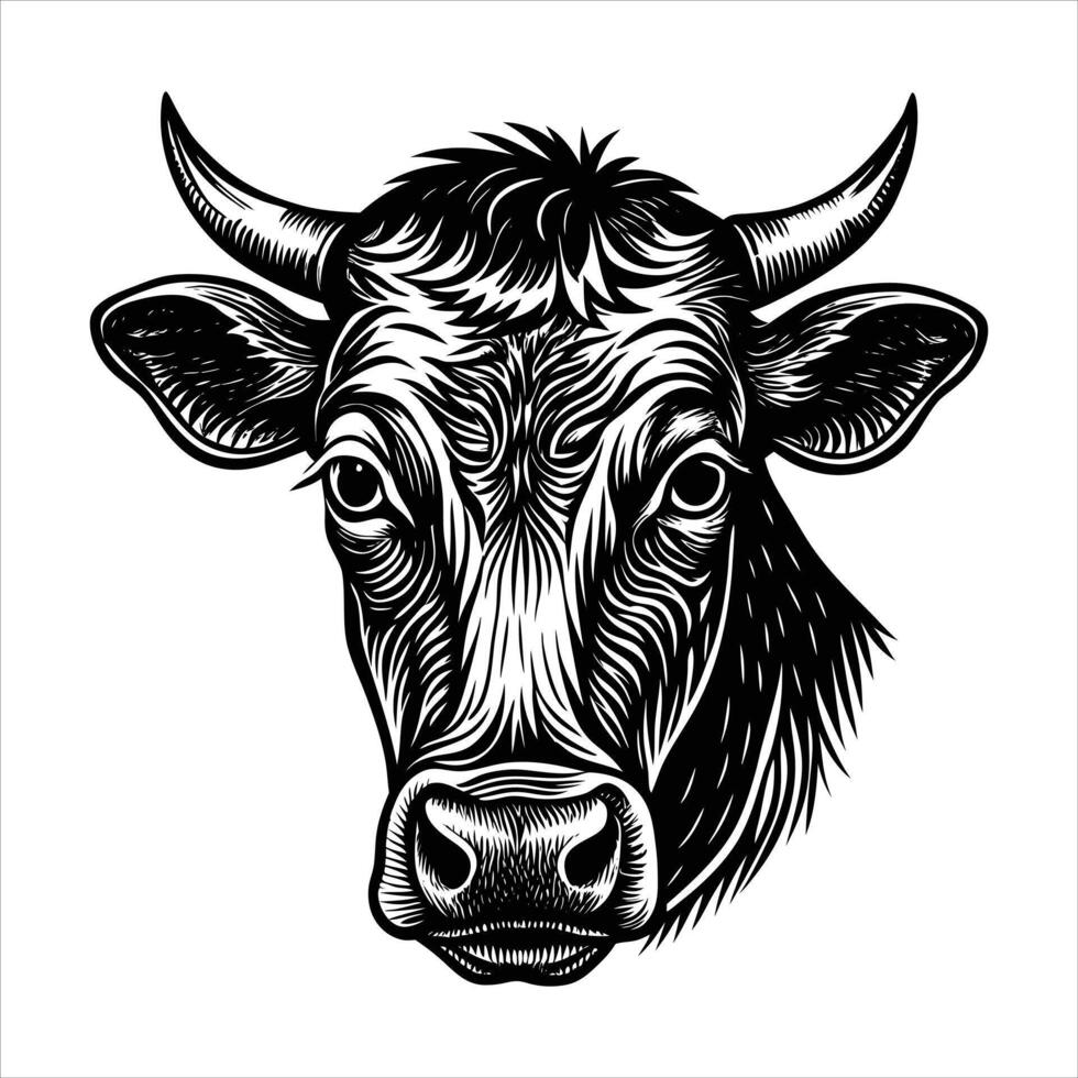 Cow Head Drawing vector