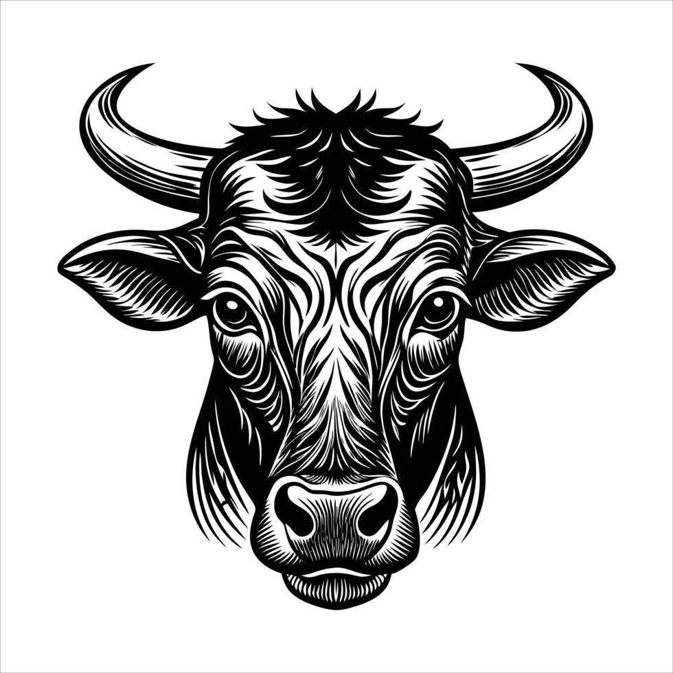 cow head vintage logo vector