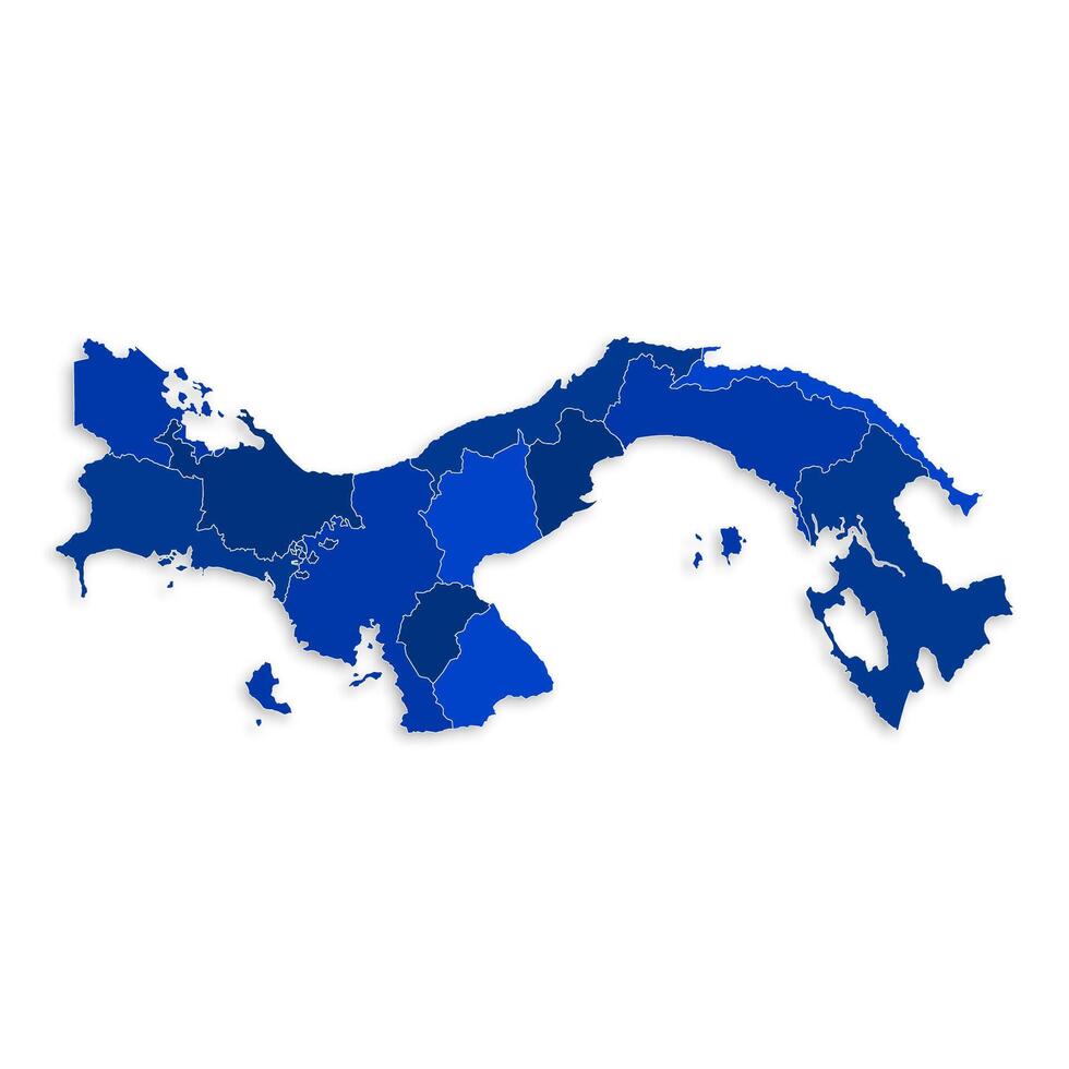 Panama map with border highlighted regions, states, isolated on white background. Template map of Panama. Detailed illustration. vector