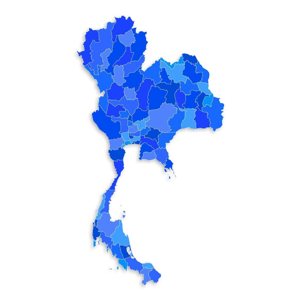 Thailand map with border highlighted regions, states, isolated on white background. Template map of Thailand. Detailed illustration. vector