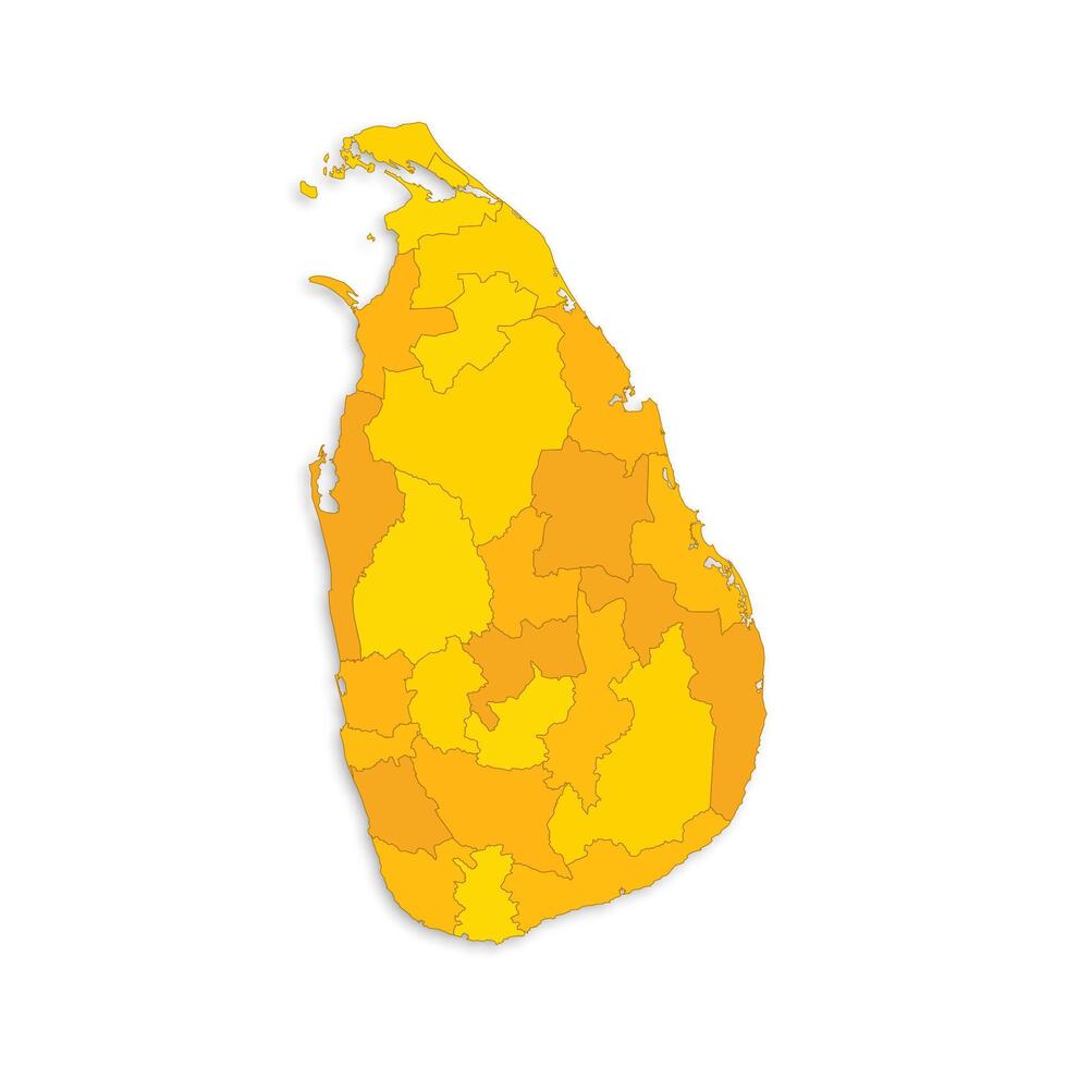Sri Lanka map with border highlighted regions, states, isolated on white background. Template map of Sri Lanka. Detailed illustration. vector