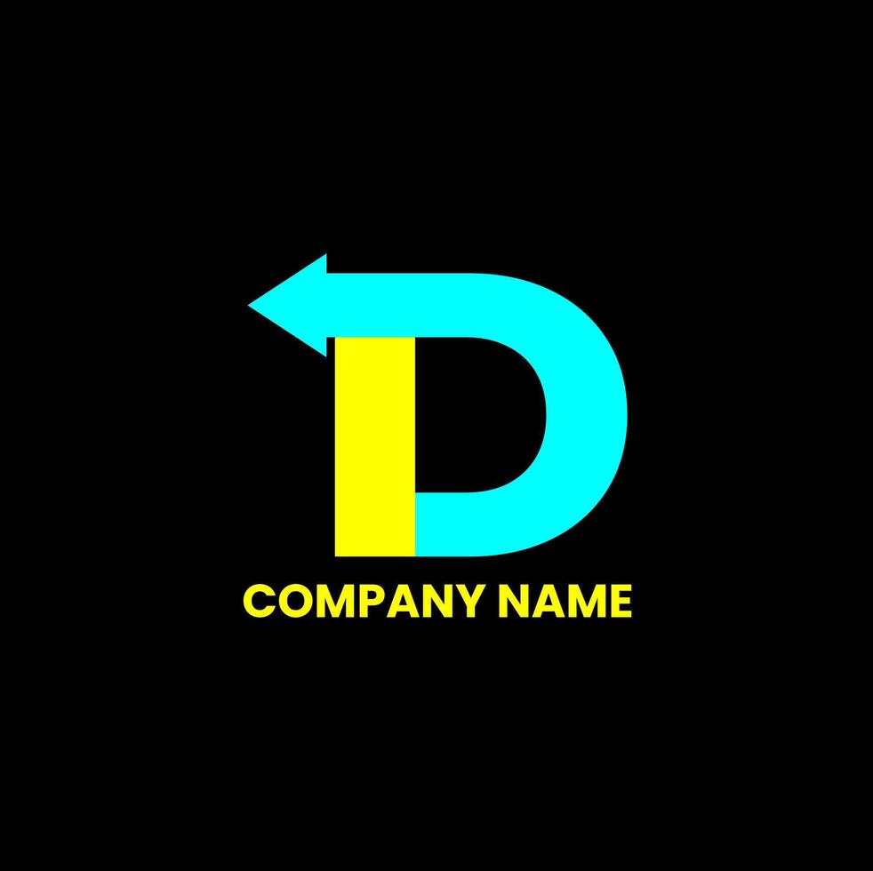 D letter and arrow logo design vector
