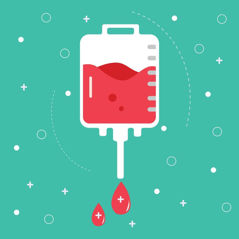 Blood bag illustration in flat design style vector