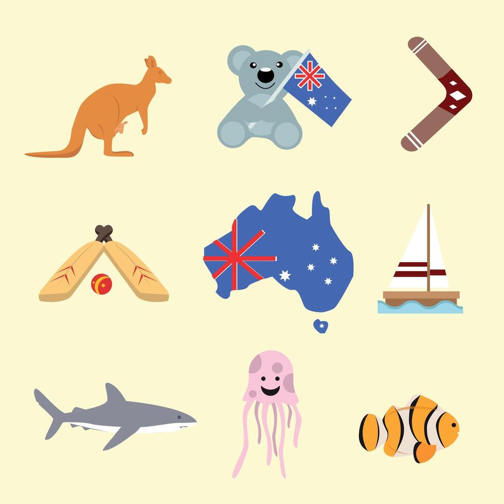 Australia Element Collection Flat Design Style vector