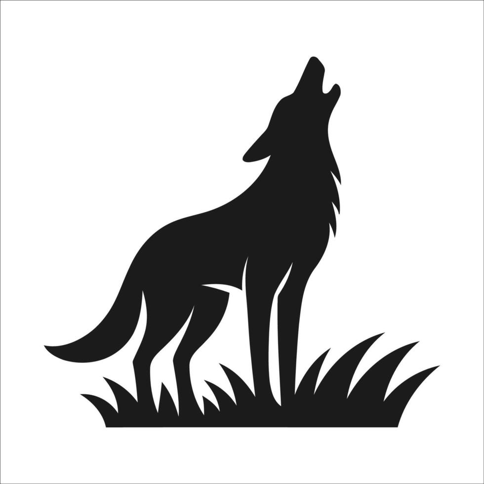 Howling Wolf Silhouette vector