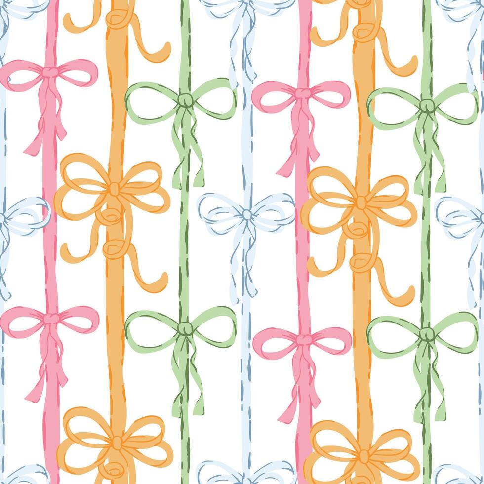 Preppy bows seamless pattern. coquette bow knots, ribbons background for fabric, wallpaper, wrapping vector