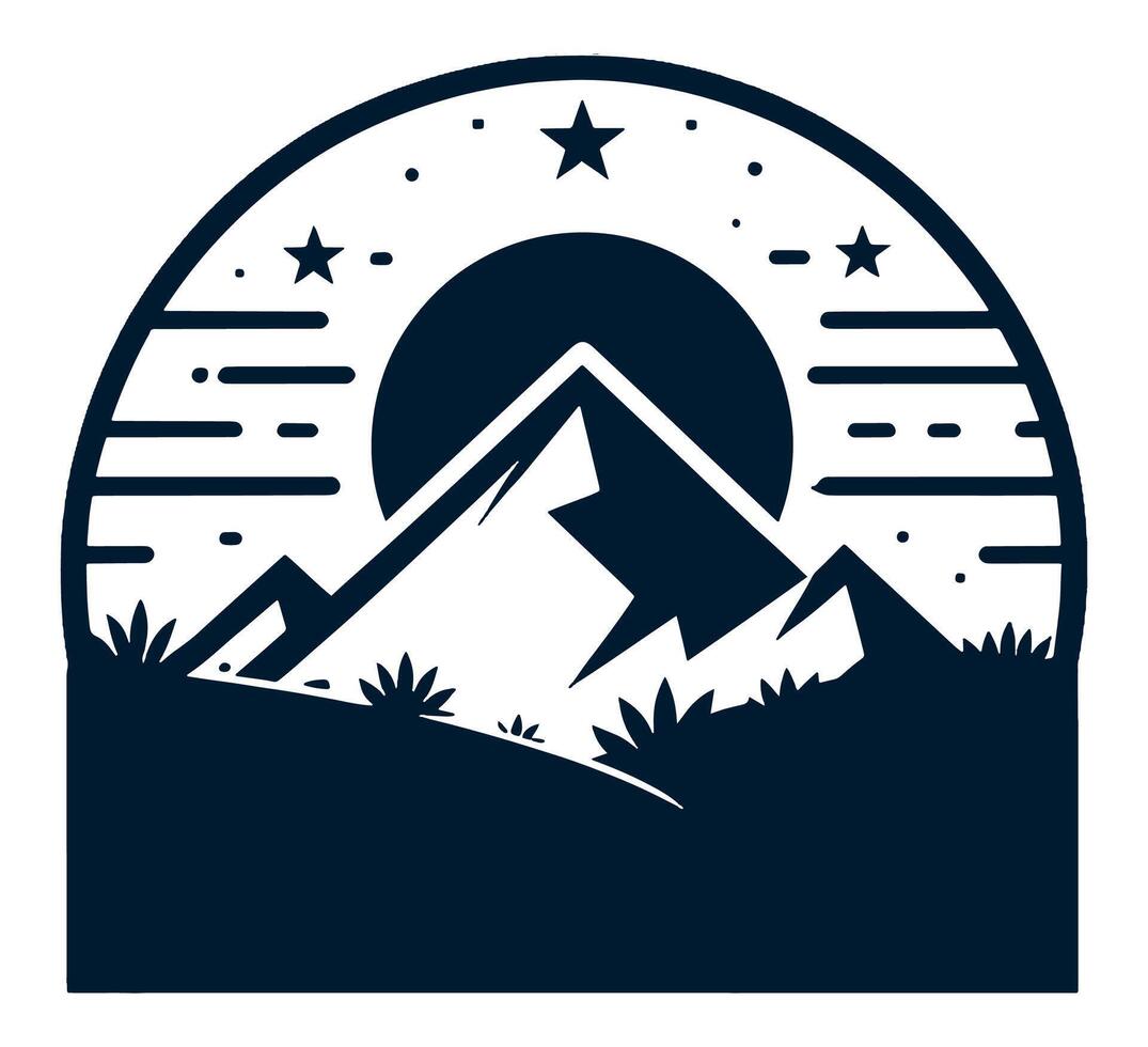 Mountain landscape with stars and moon in the background vector