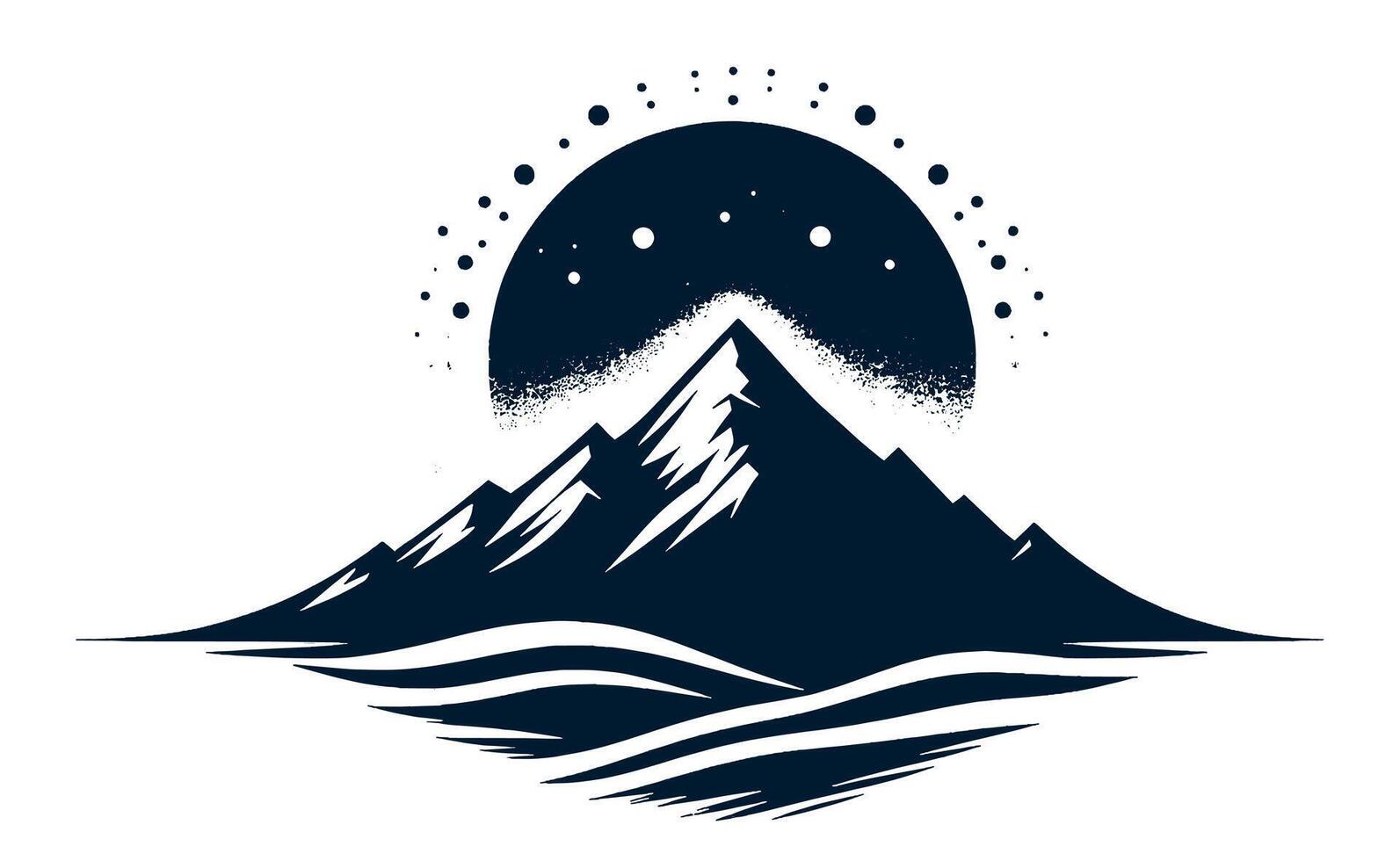 Mountain with stars and moon on it vector