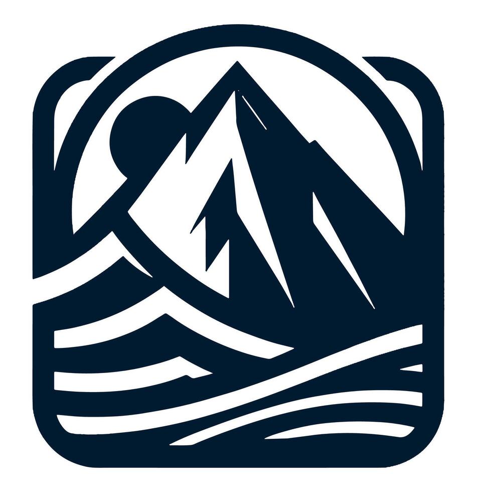 Mountain and waves icon. vector