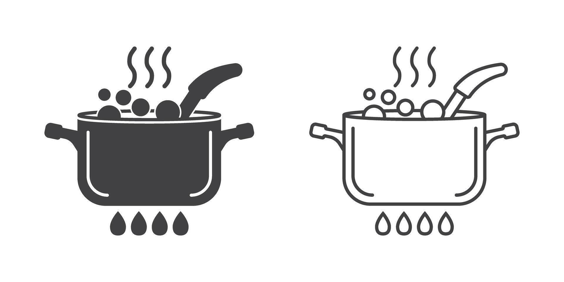 A pot with boiling water and a pot with boiling water vector