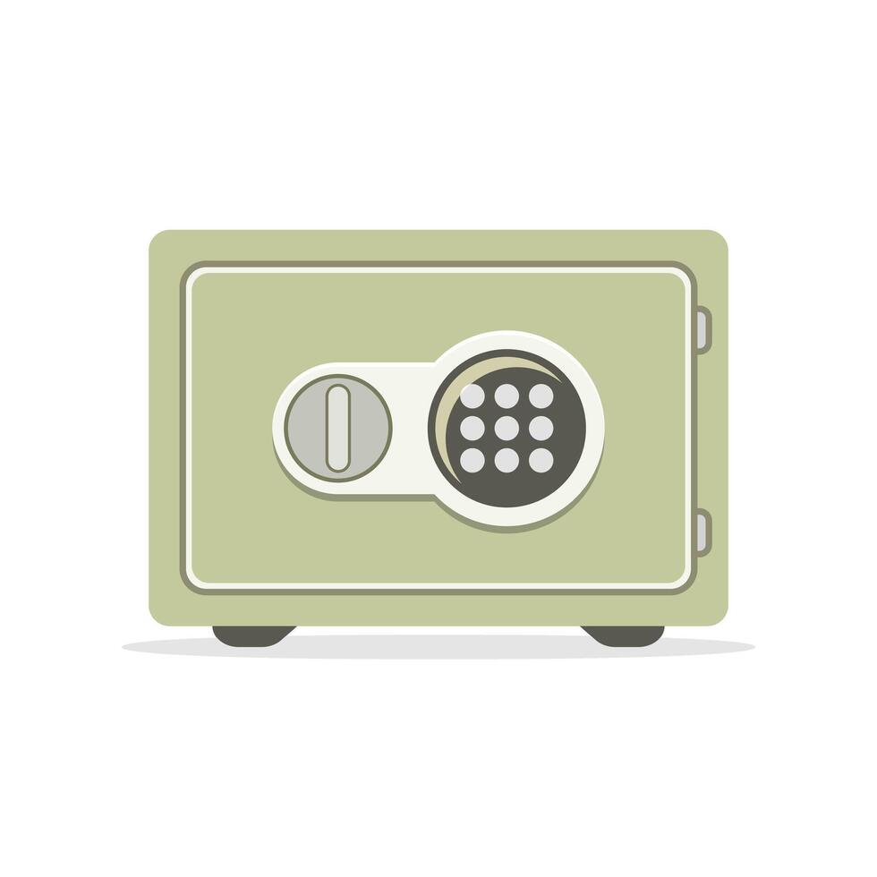 A green safe box with a keypad on the door vector