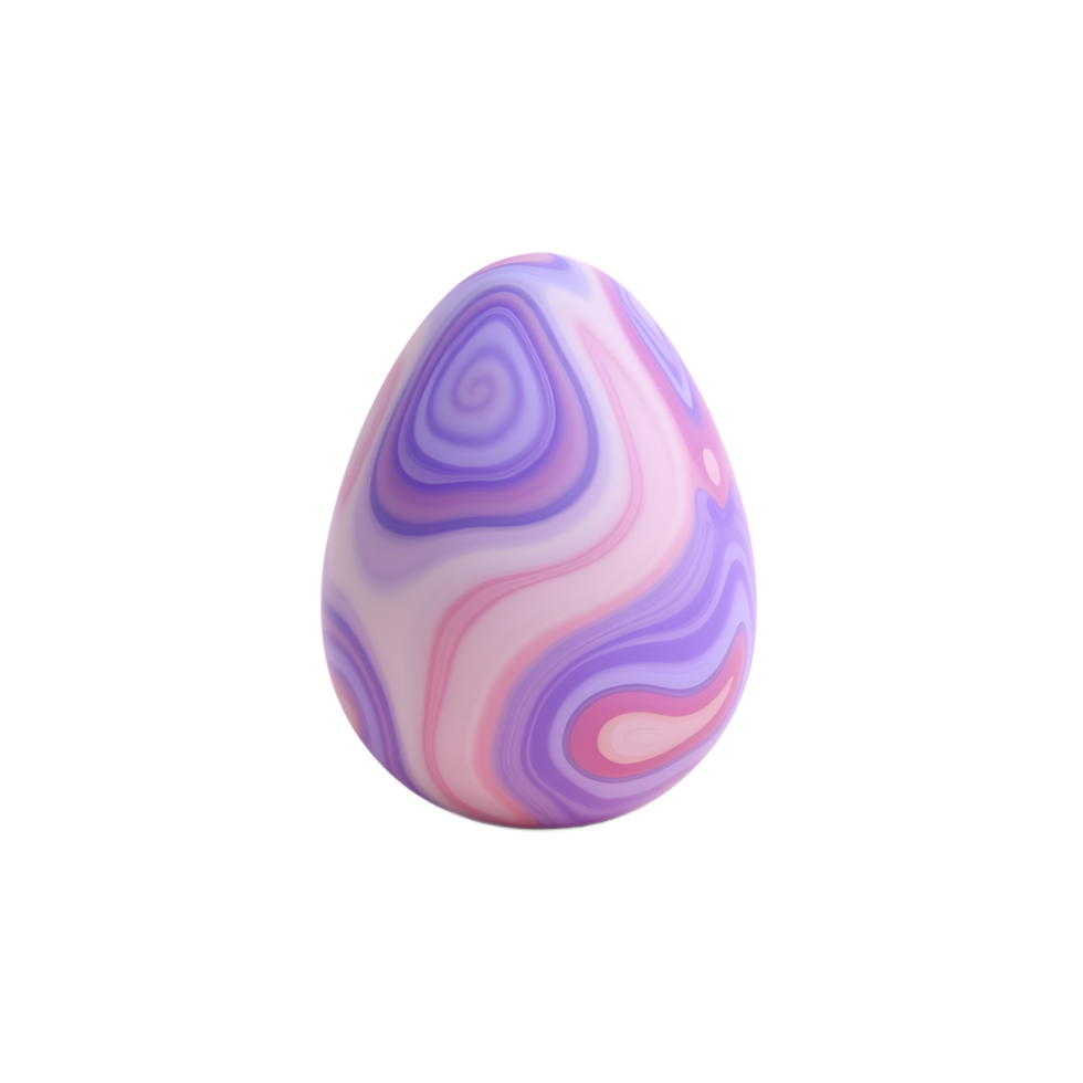 Abstract Easter Egg with Swirling Purple and Pink Patterns on Display png