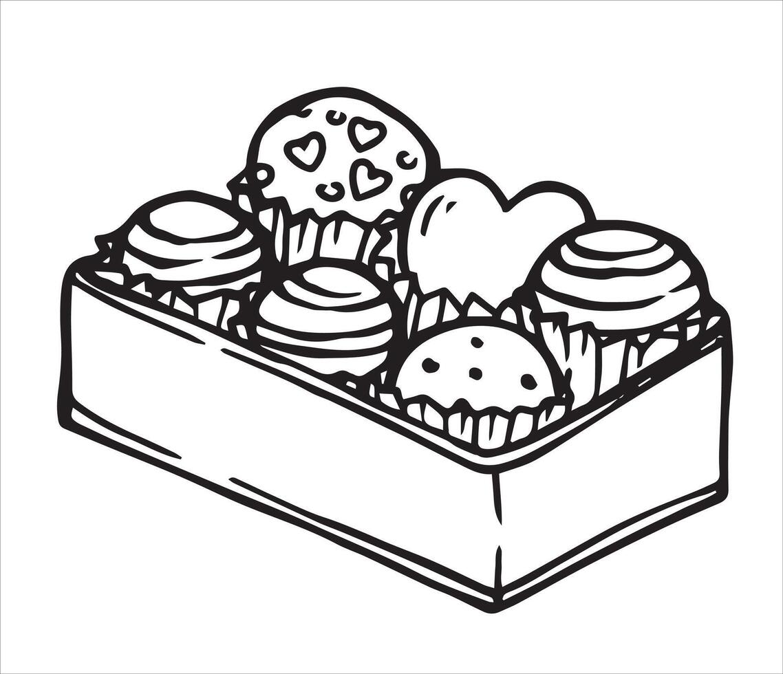 box of chocolates. doodle illustration vector
