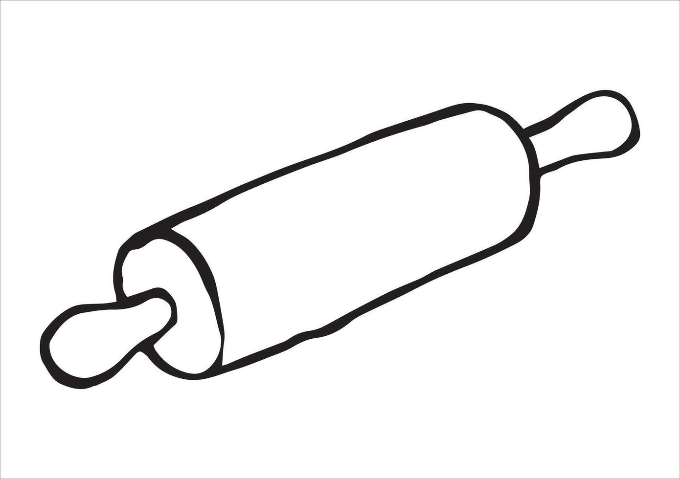 kitchen utensil, rolling pin. illustration in doodle style vector