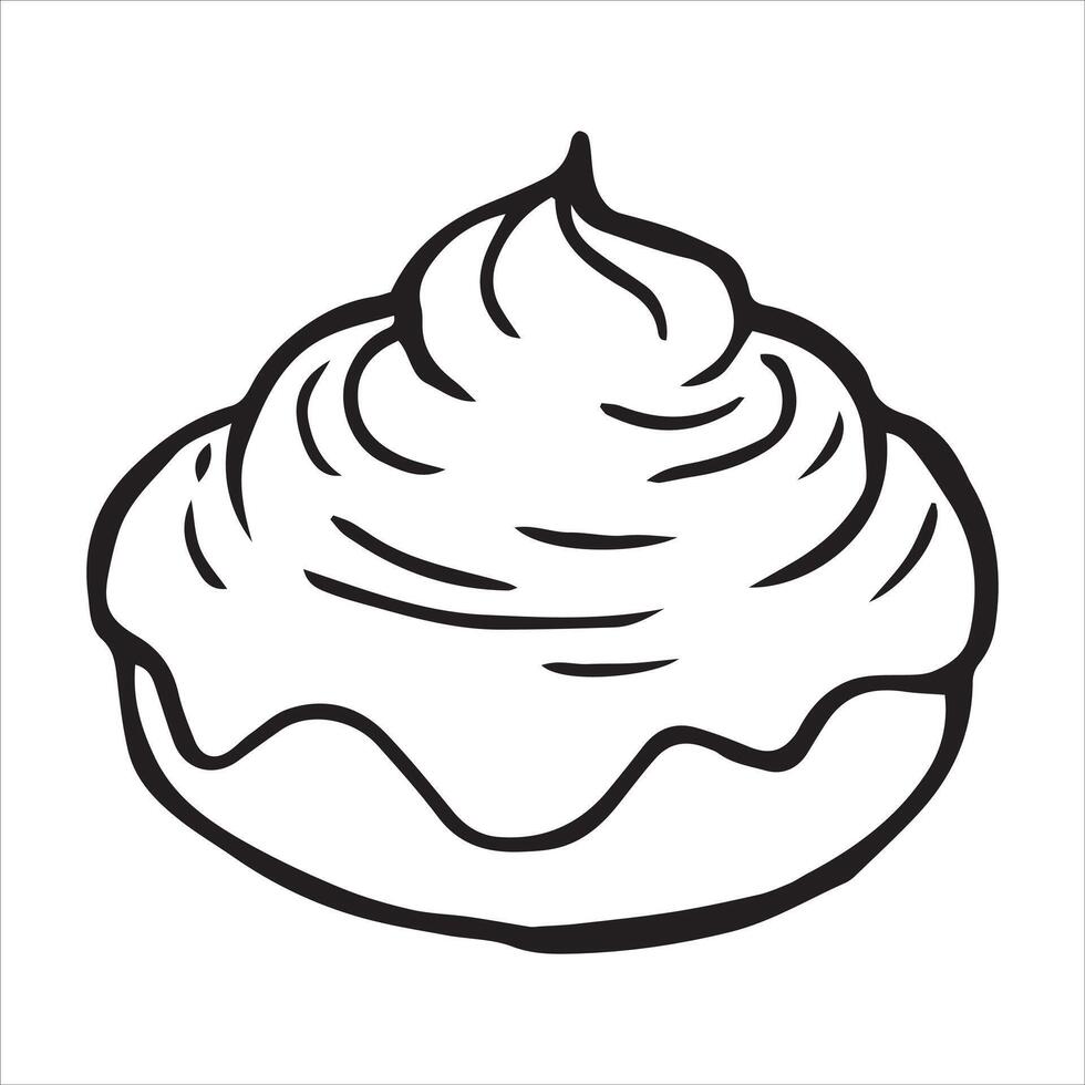 homemade dessert with whipped cream. illustration in doodle style vector