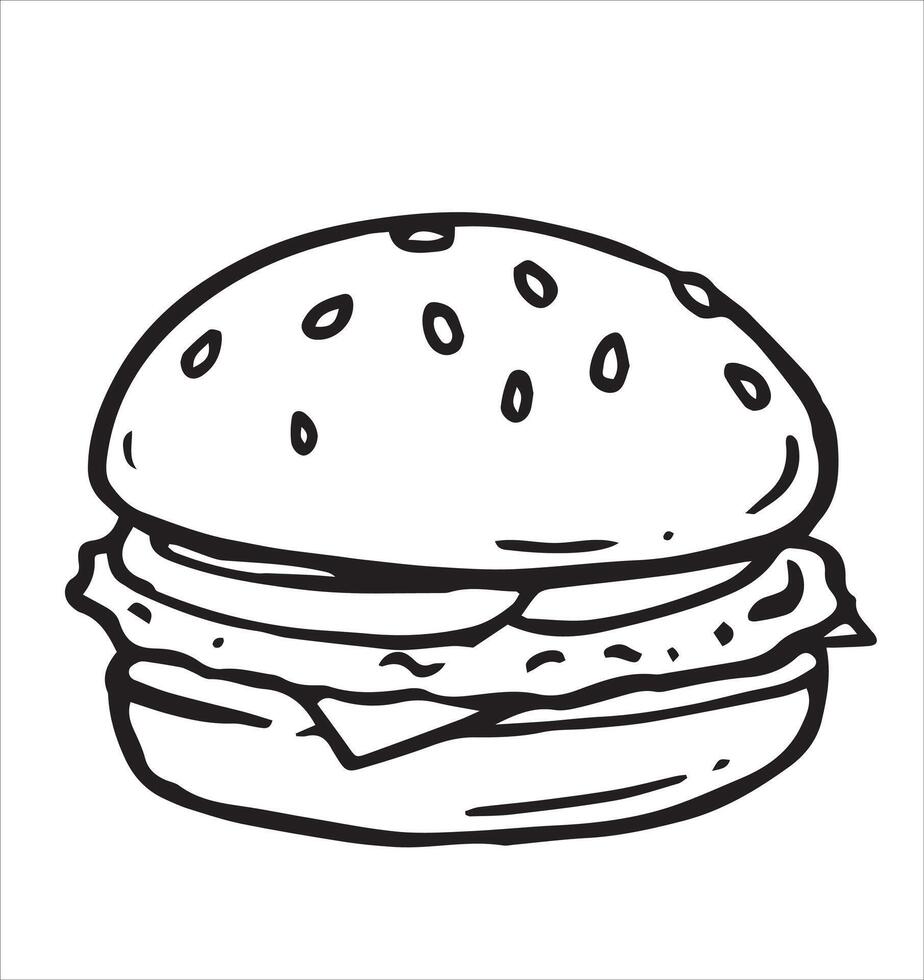 burger illustration in doodle style vector