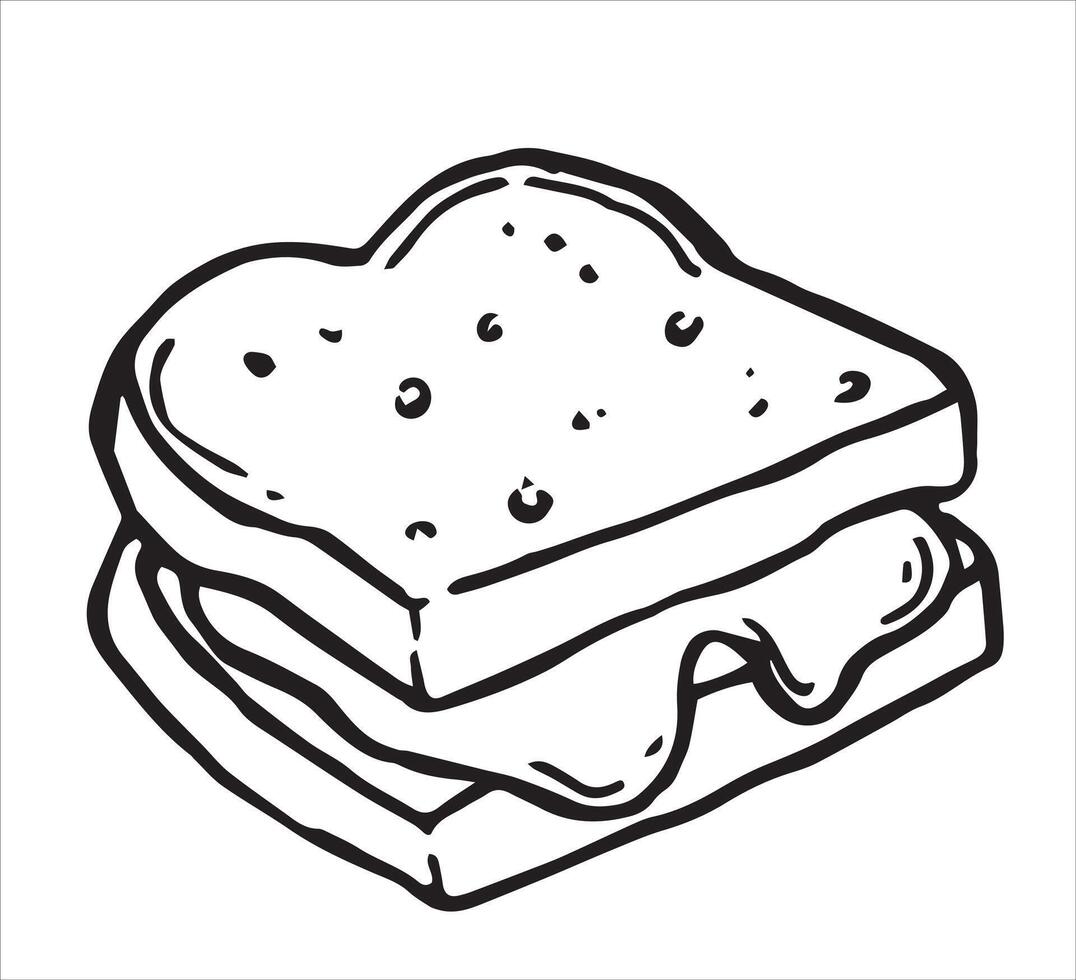 homemade sandwich. illustration in doodle style vector