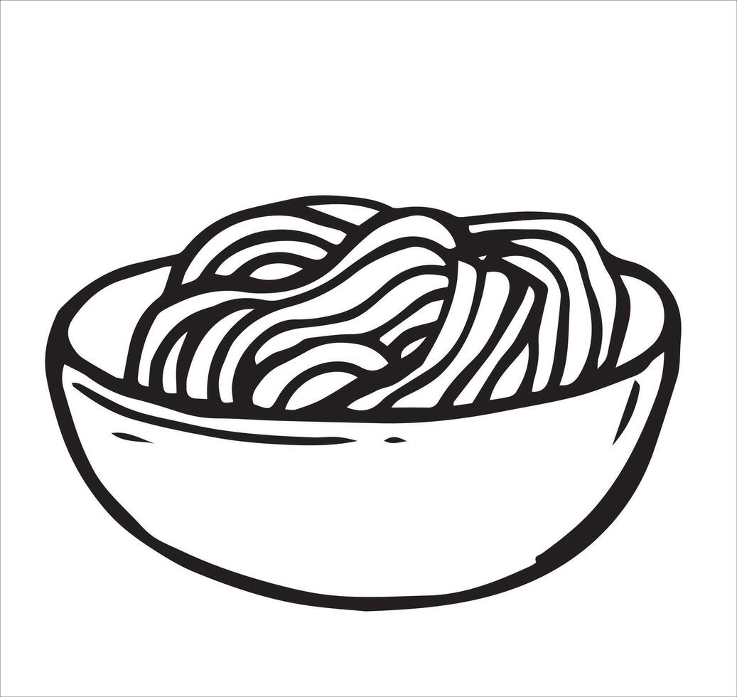 a plate of pasta. illustration in doodle style vector
