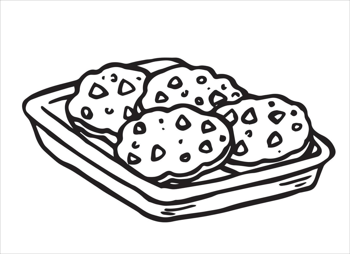baking tray with homemade cookies. illustration in doodle style vector