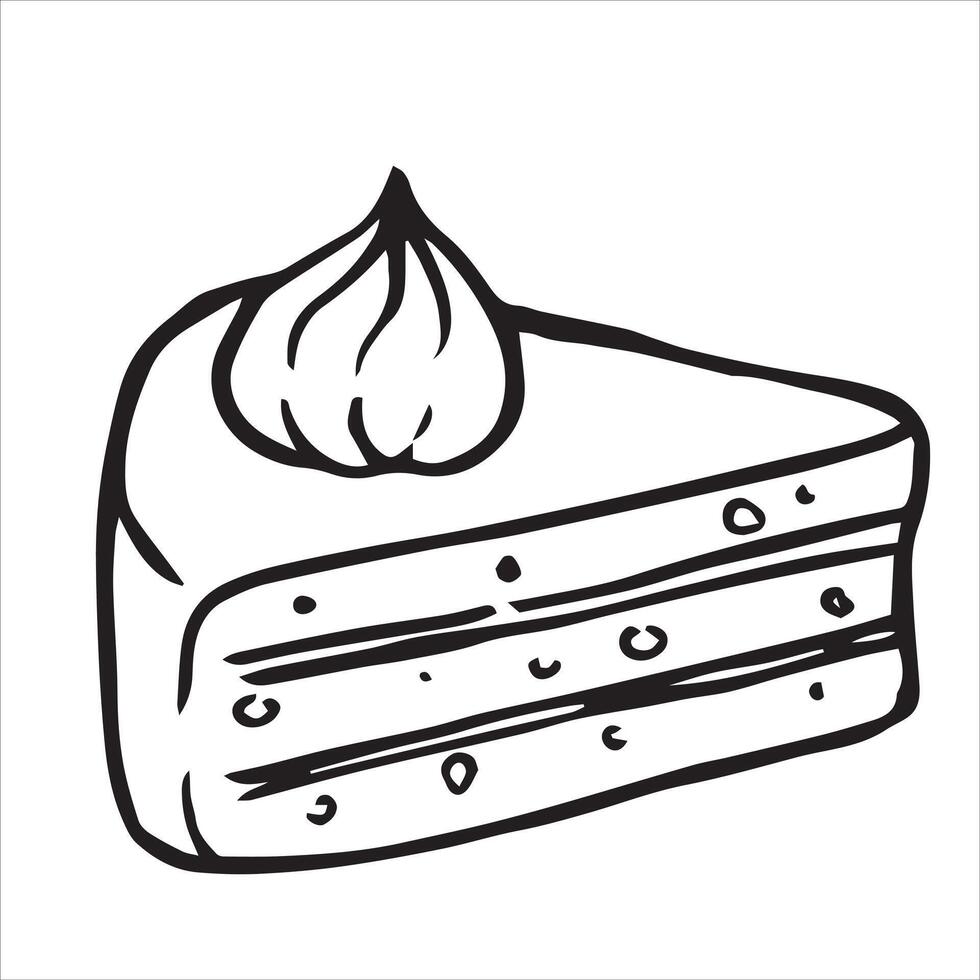 a piece of homemade pie. illustration in doodle style vector