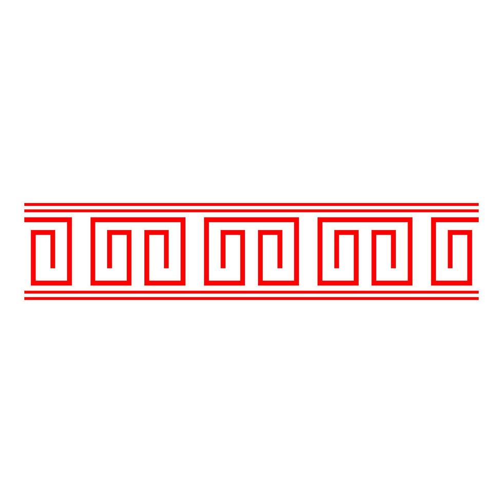 Red antique border line, Simple Chinese border frame vector