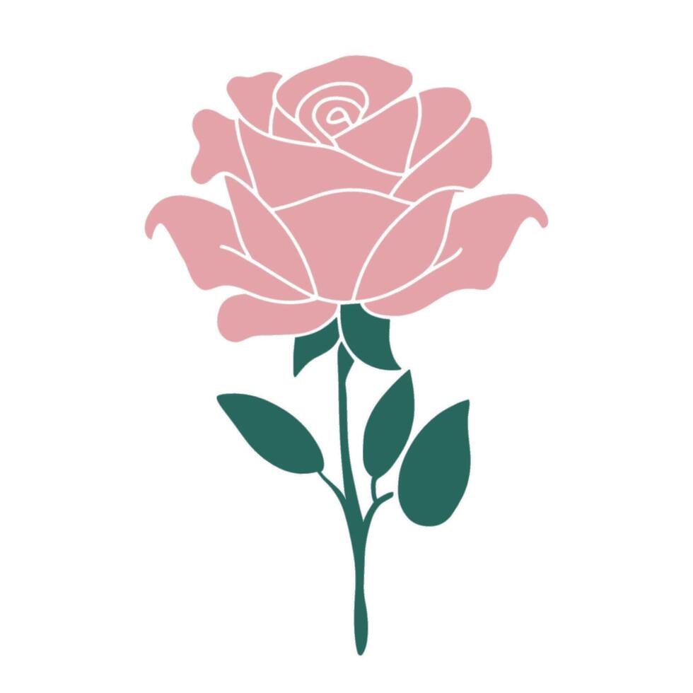 illustration in the form of a cartoon pink rose vector