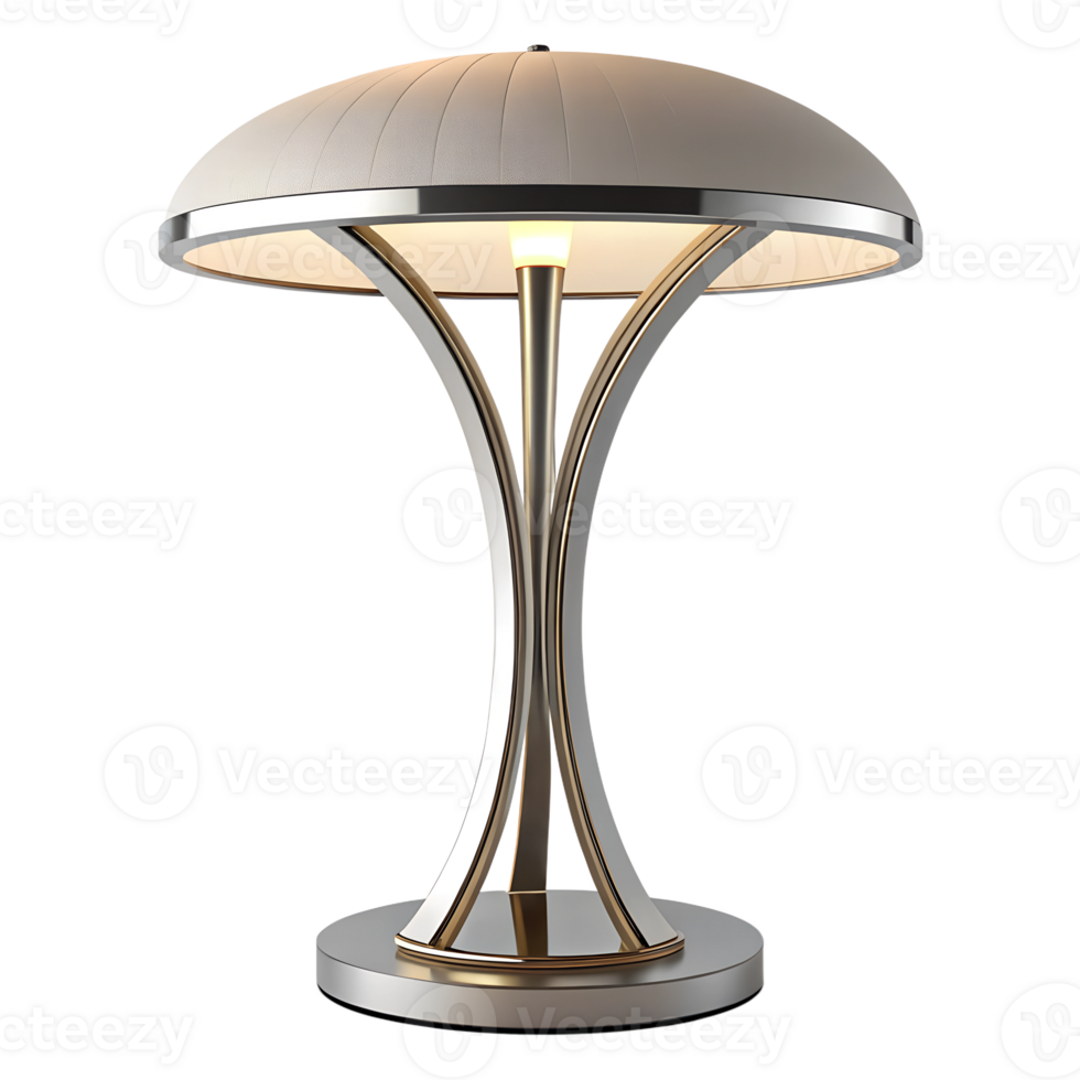3d render, A modern table lamp with a dome-shaped shade and a metallic base png