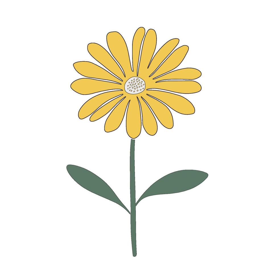 a sprig of yellow flowers with hand drawn illustration vector