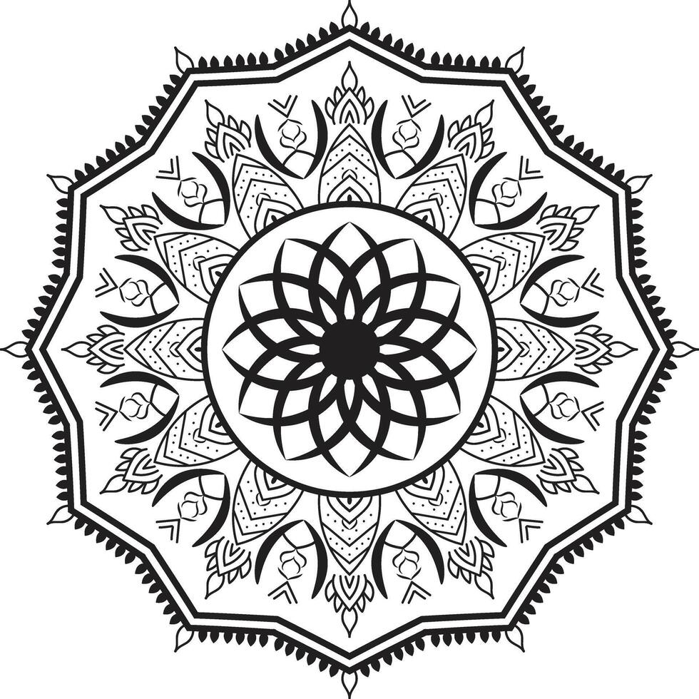 Intricate Black and White Mandala Design Geometric Floral Pattern Art vector