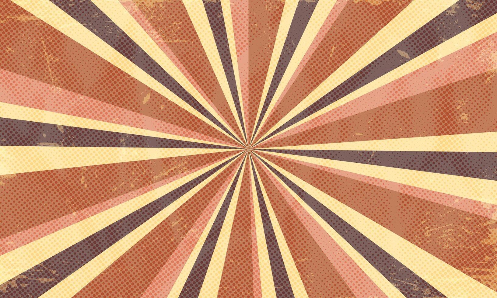 Desaturated Retro Sunburst Wallpaper Washed Out Halftone Texture Abstract Background vector