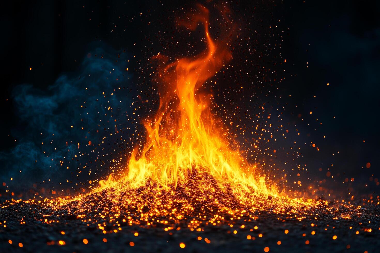 Holika dahan flames burning brightly, representing victory of righteousness through powerful, luminous fire ritual photo