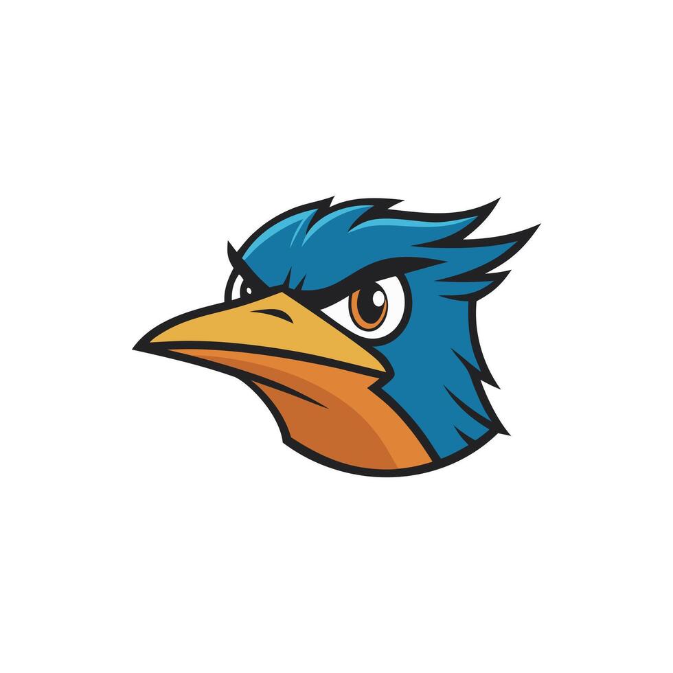 A blue bird head with an angry look vector