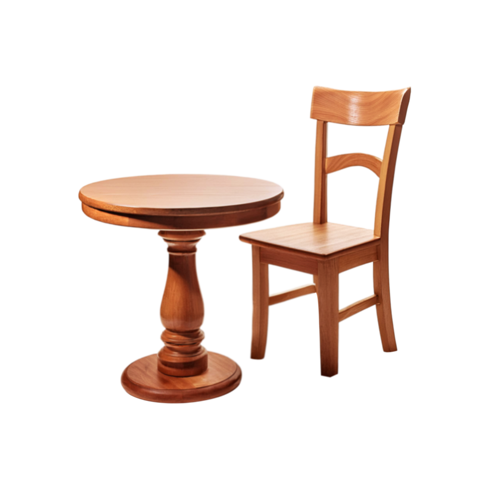 Realistic wooden chair with table isolated on transparent background png