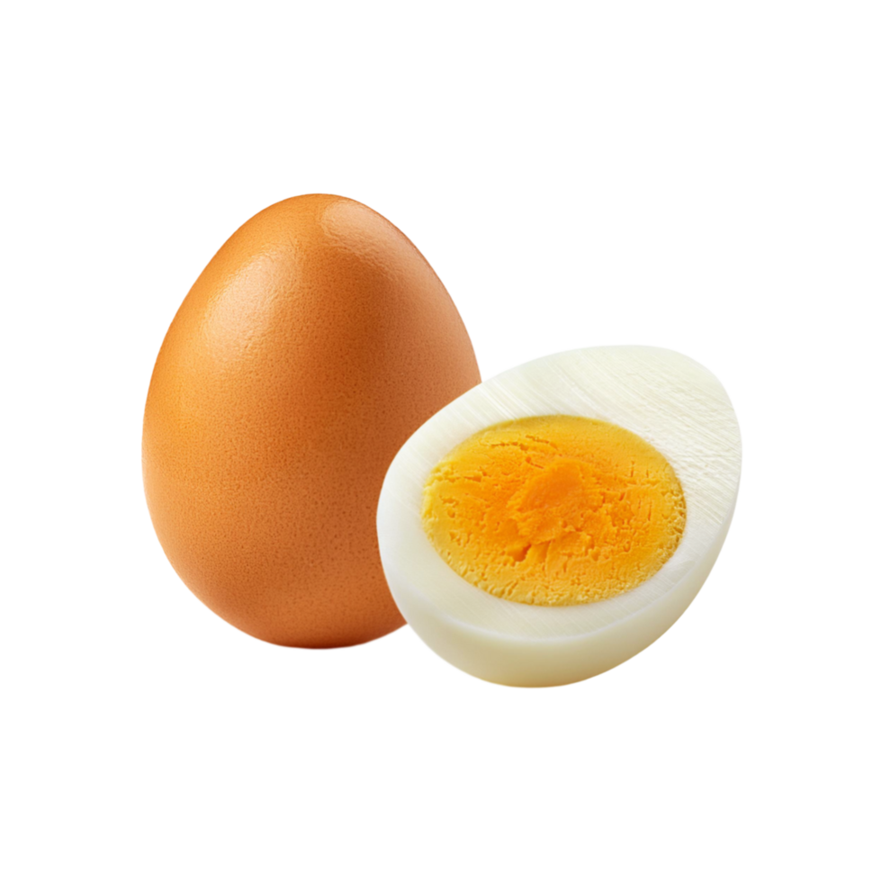 Fresh boiled egg with slice isolated on transparent background png